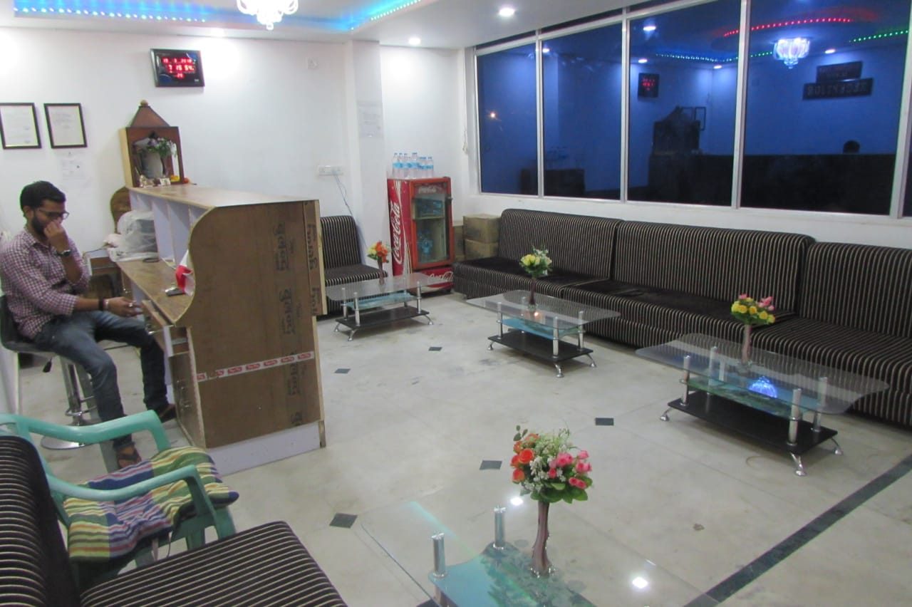 Reception and lounge area inside Swagat Guest House